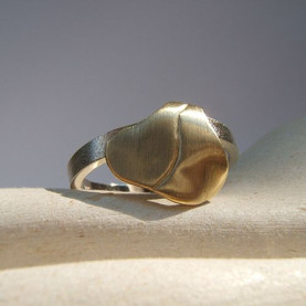 Ring zilver met geelgouden blad